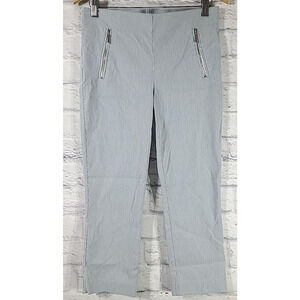 Kenar Capri Pull-On Pants Women's 8 Blue White Casual Elastic Waist Pinstripe